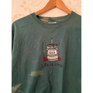Men's Large Life is Crap "Out of Beer" Tye Dye T-S